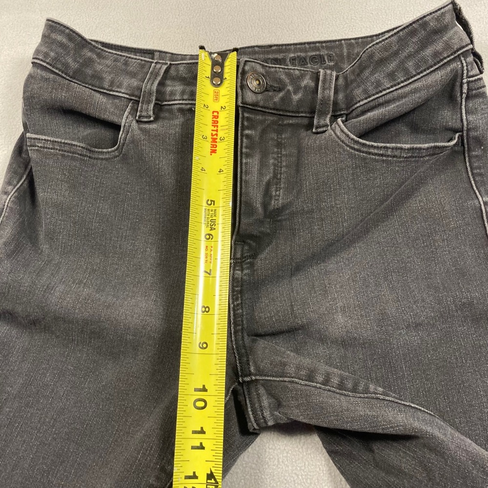 American Eagle Jeans Womens 8 Regular Black Skinny High Rise Dream Stretch Faded - Picture 5 of 8